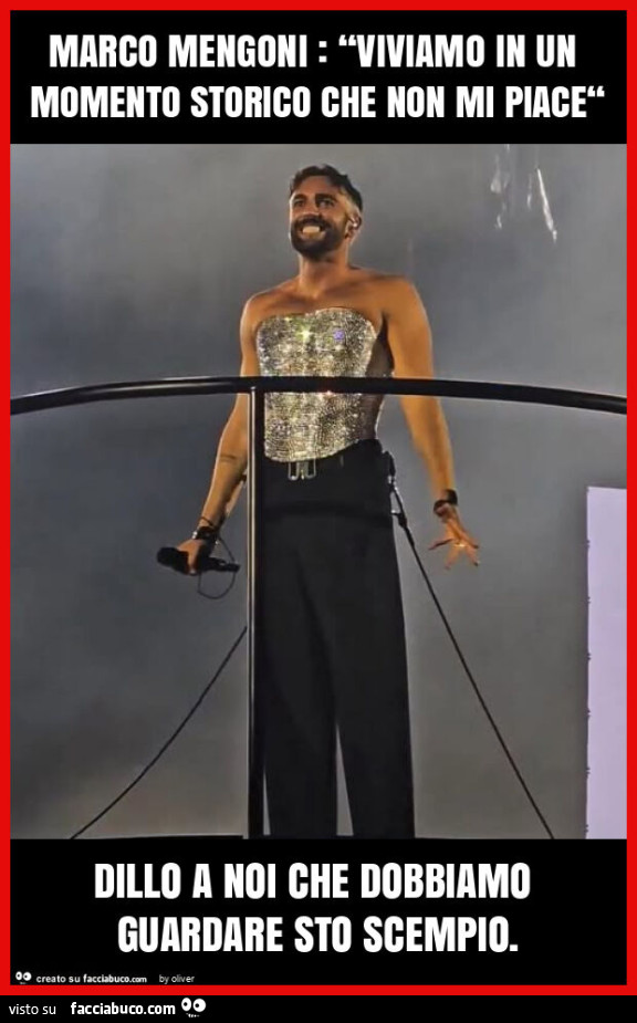 Marco mengoni: “viviamo in un momento storico che non mi piace“ dillo a noi che dobbiamo guardare sto scempio