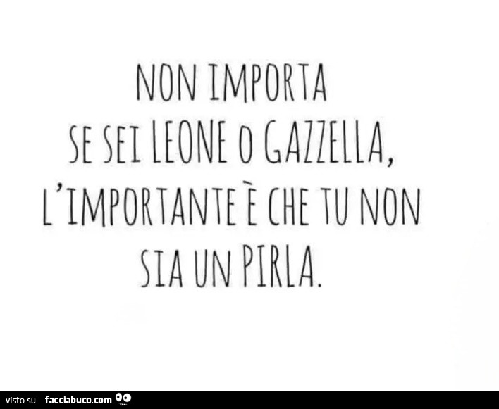 Non importa se sei leone o gazzella l'importante è che tu non sia un pirla