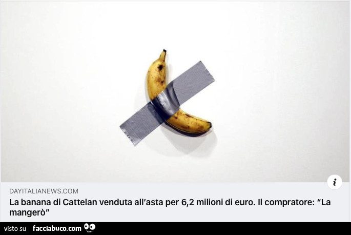 La banana di cattelan venduta all'asta per 6,2 milioni di euro. Il compratore: la mangerò