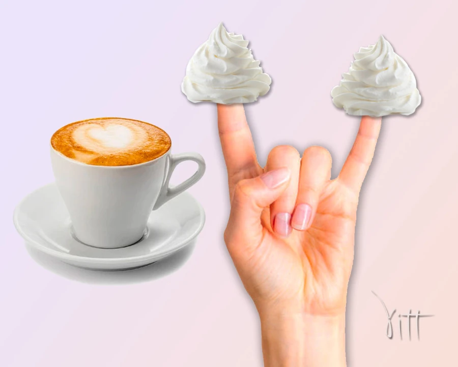 Un cappuccino e un cornetto fatto con le mani