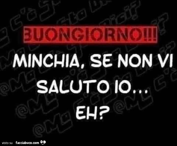 Buongiorno! Minchia, se non vi saluto io… eh?
