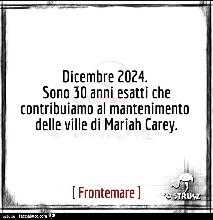 Dicembre 2024. Sono 30 anni esatti che contribuiamo al mantenimento delle ville di mariah carey