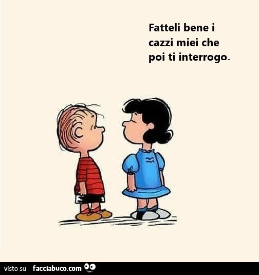 Fatteli bene i cazzi miei che poi ti interrogo