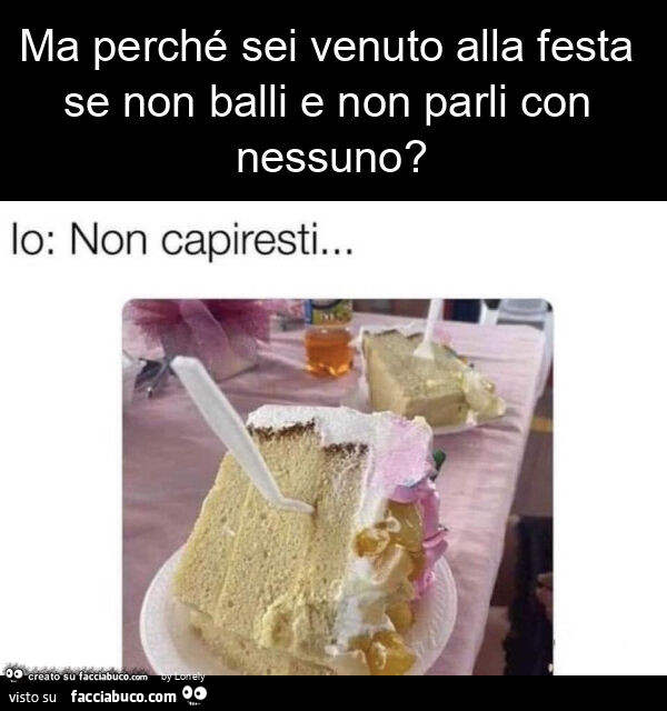 Ma perché sei venuto alla festa se non balli e non parli con nessuno?