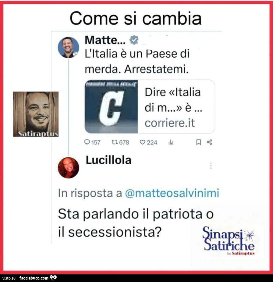 L'italia è un paese di merda. Arrestatemi. Sta parlando il patriota o il secessionista?