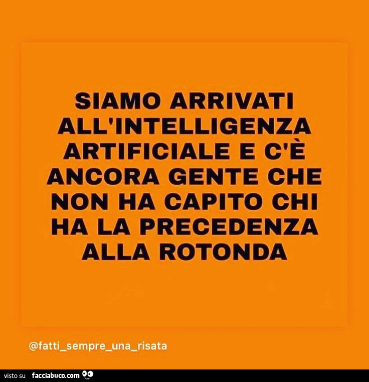 Siamo arrivati all'intelligenza artificiale e c'è ancora gente che non ha capito chi ha la precedenza alla rotonda