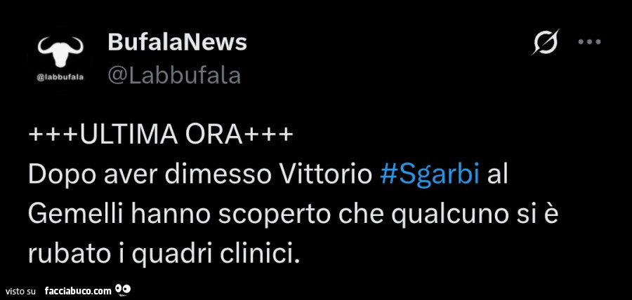 Dopo aver dimesso vittorio sgarbi al gemelli hanno scoperto che qualcuno si è rubato i quadri clinici