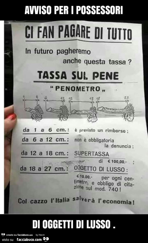 Avviso per i possessori di oggetti di lusso