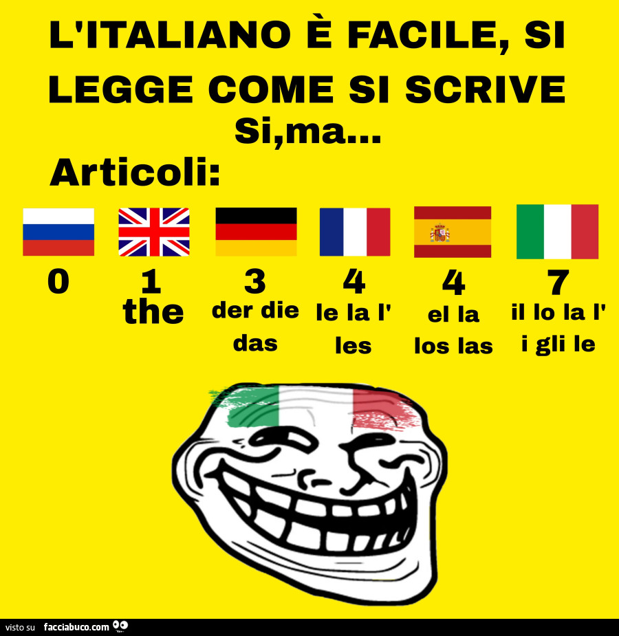 L'italiano è facile, si legge come si scrive si, ma… articoli