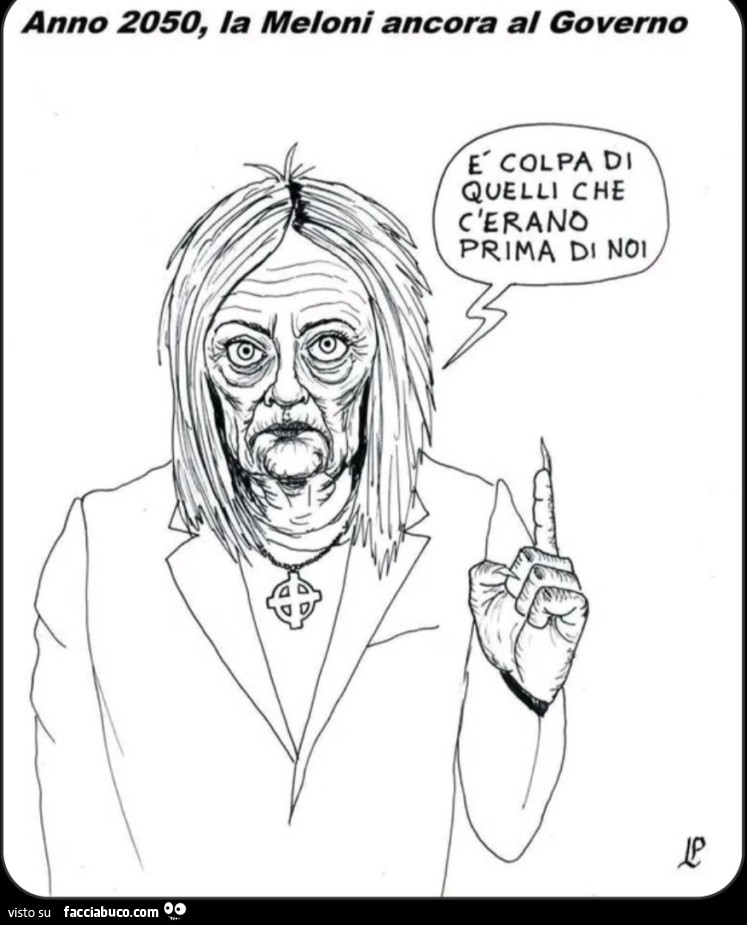 Anno 2050, la meloni ancora al governo. È Colpa di quelli che c'erano prima di noi