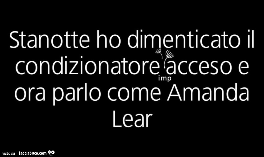 Stanotte ho dimenticato il condizionatore acceso e ora parlo come amanda lear