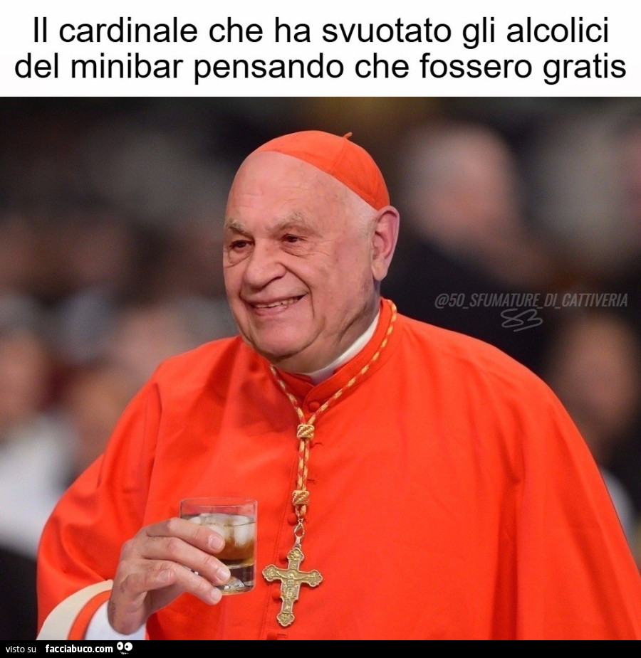 Il cardinale che ha svuotato gli alcolici del minibar