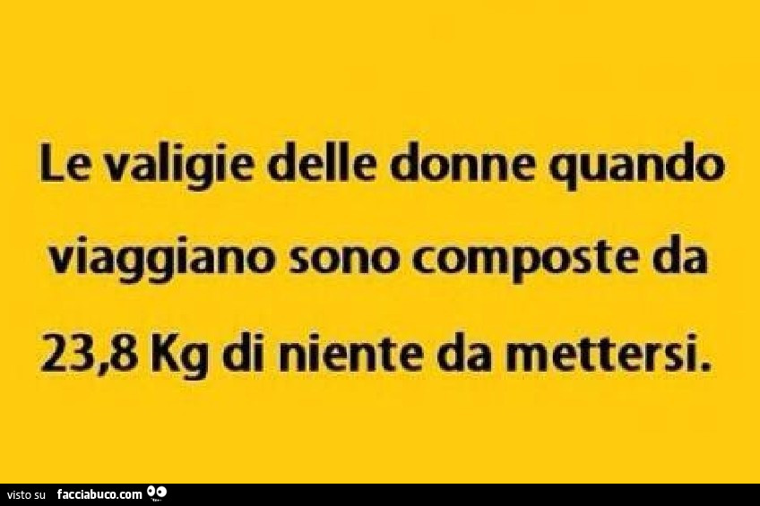 Le valigie delle donne quando viaggiano sono composte da 23,8 kg di niente da mettersi