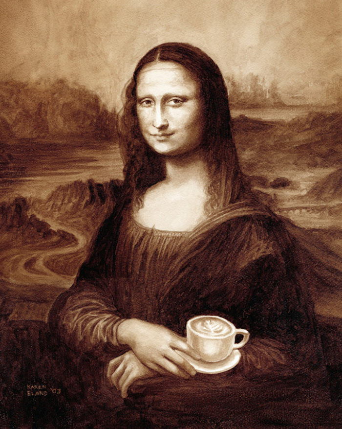 L'artista Karen Eland riproduce dipinti classici utilizzando il caffè