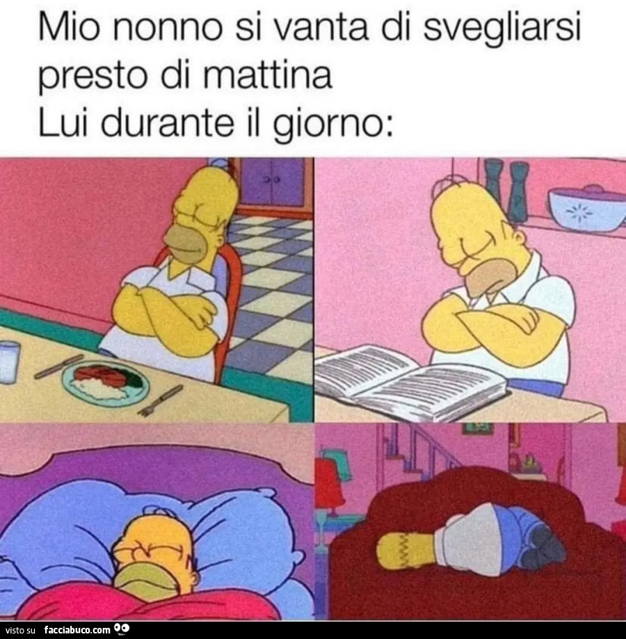 Mio nonno si vanta di svegliarsi presto la mattina lui durante il giorno dormire simpson