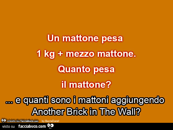Un mattone pesa… E quanti sono i mattoni aggiungendo Another brick in the wall?