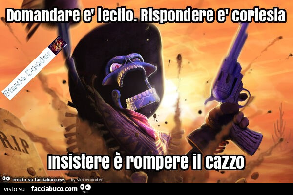 Domandare è lecito. Rispondere è cortesia insistere è rompere il cazzo