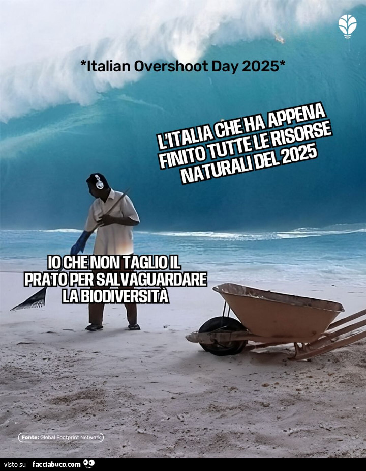 Italian Overshoot day 2025, oggi 6 Maggio l'Italia ha esaurito le risorse naturali del 2025