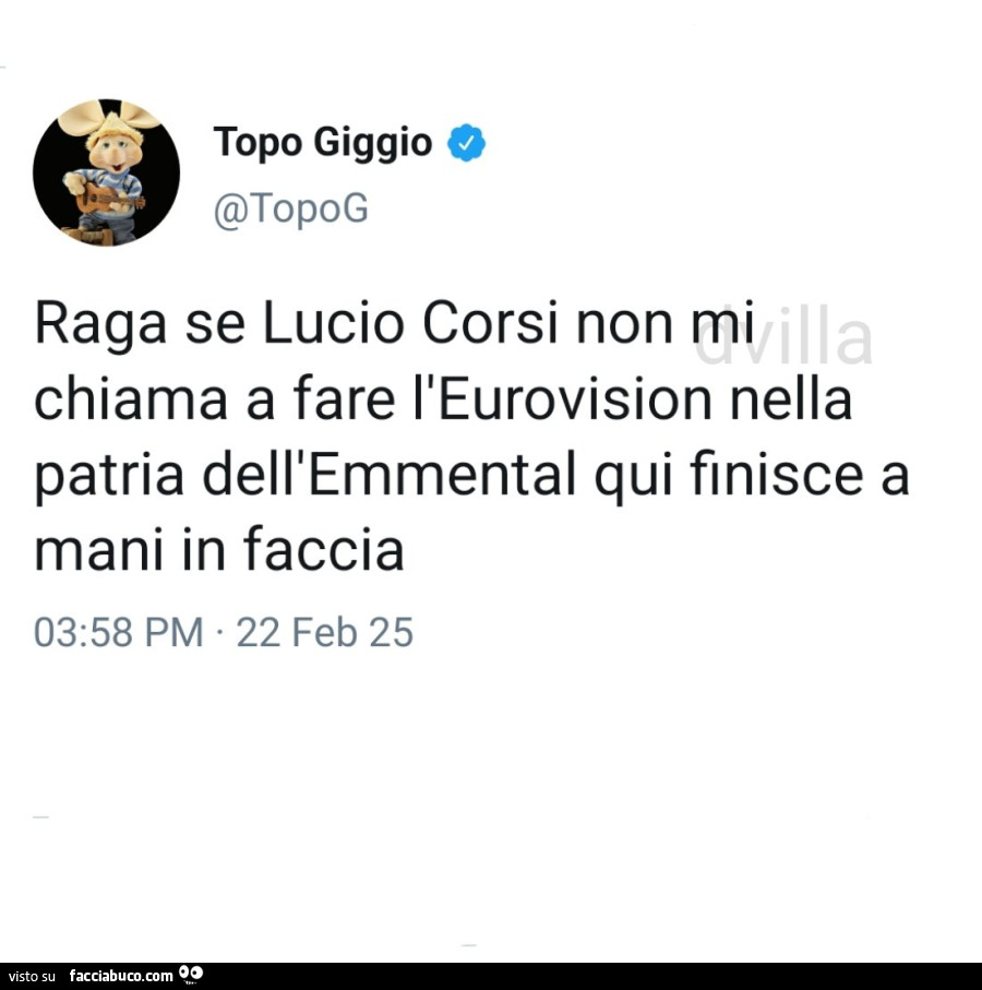 Raga se lucio corsi non mi chiama a fare l'eurovision nella patria dell'emmental qui finisce a mani in faccia