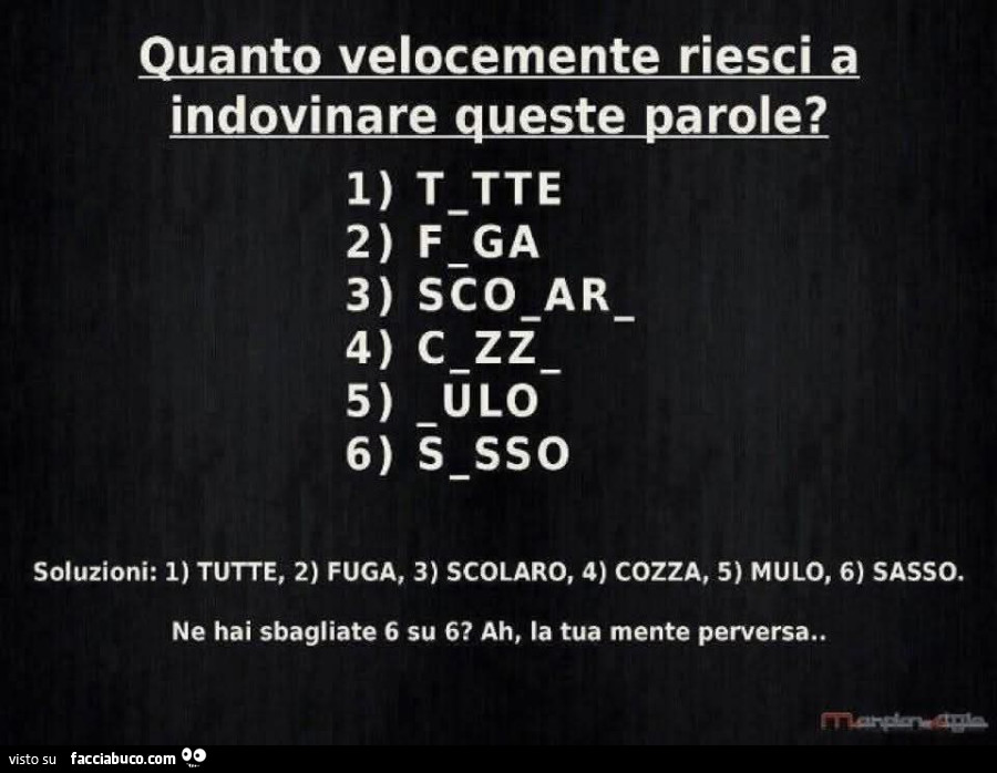Quanto velocemente riesci a indovinare queste parole?