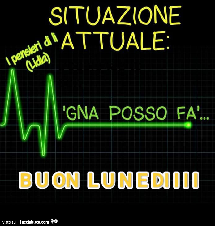 Situazione attuale: gna posso fa… buon lunedì