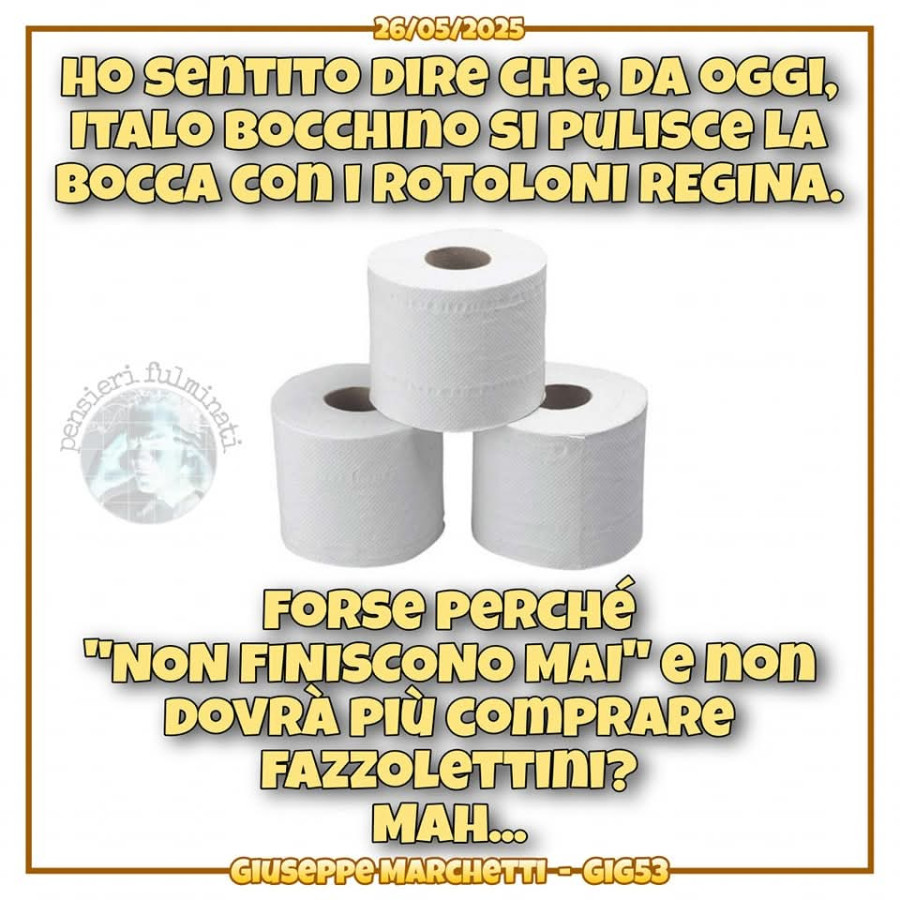 Italo bocchino rotoloni Regina pulirsi bocca