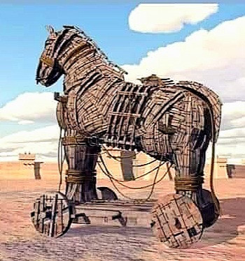 Trump Los Angeles cavallo troia