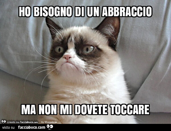 Ho bisogno di un abbraccio ma non mi dovete toccare