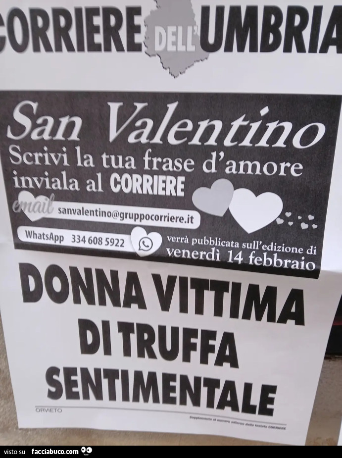 Corriere dell'Umbria San Valentino donna vittima di truffa sentimentale