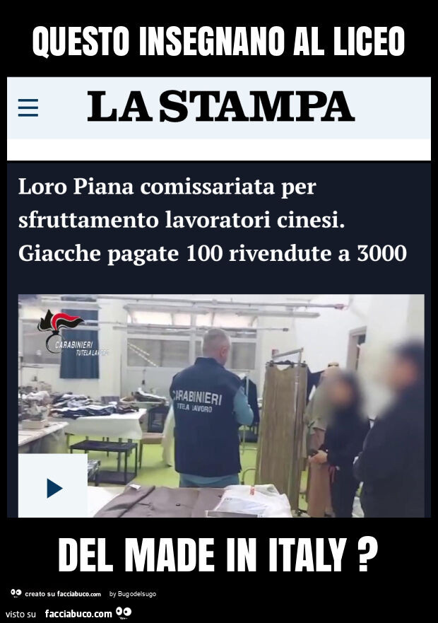 Questo insegnano al liceo del made in italy?