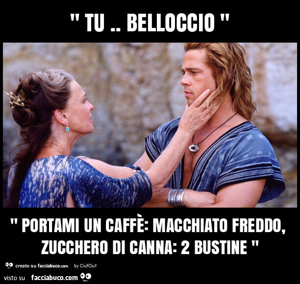 " tu. Belloccio " " portami un caffè: macchiato freddo, zucchero di canna: 2 bustine "