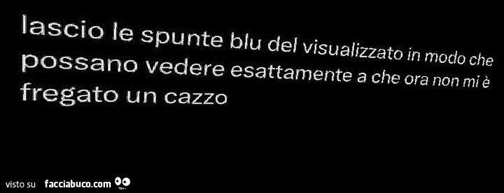 Lascio le spunte blu del visualizzato in modo che possano vedere esattamente a che ora non mi è fregato un cazzo