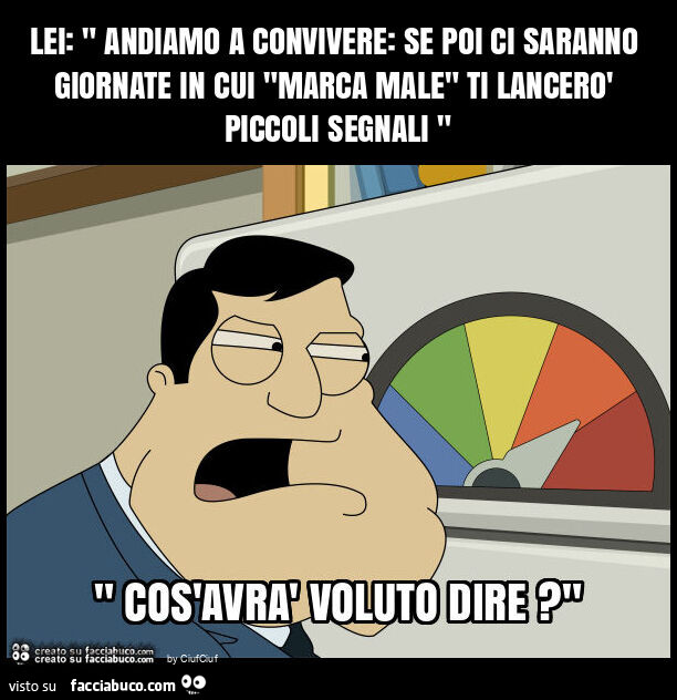 Lei: " andiamo a convivere: se poi ci saranno giornate in cui "marca male" ti lancerò piccoli segnali "