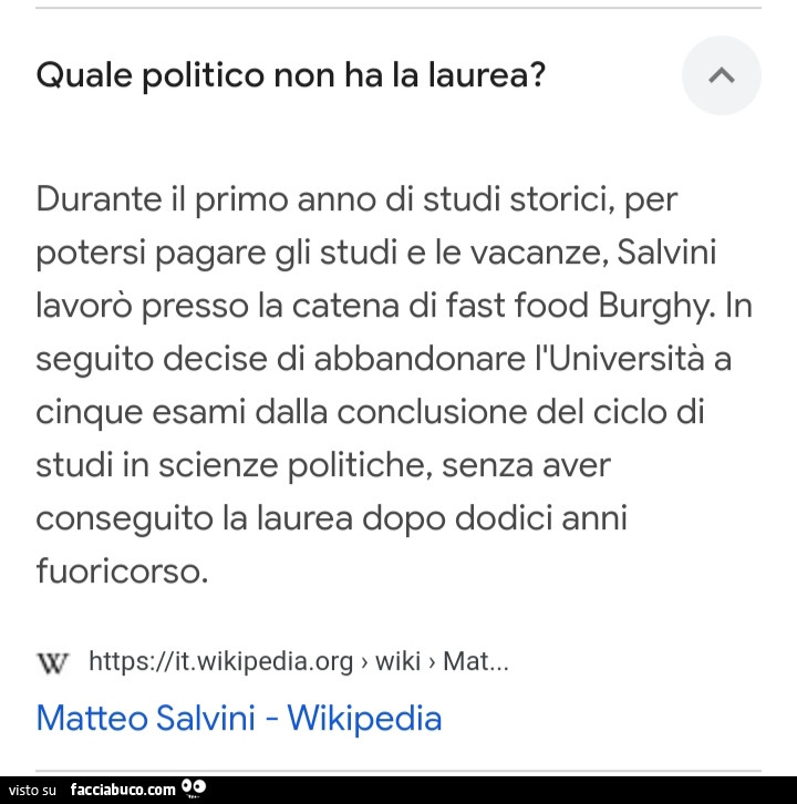 Quale politico non ha la laurea?