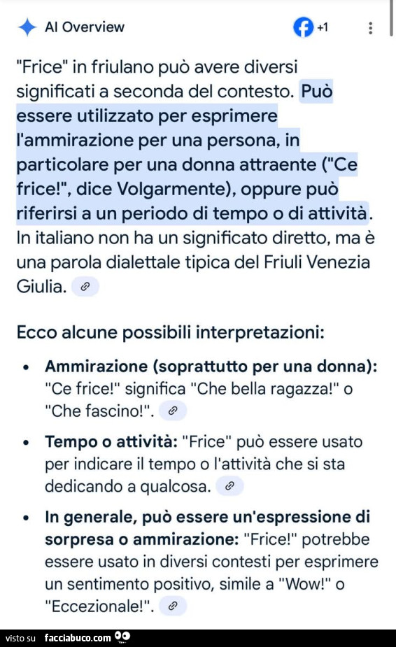 Frice in friulano può avere diversi significati a seconda del contesto. Può essere utilizzato per esprimere l'ammirazione per una persona, in particolare per una donna attraente
