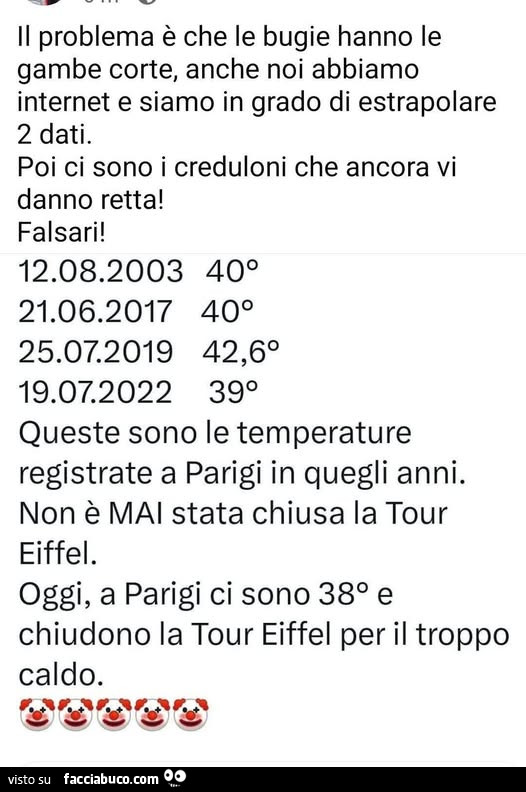 Il problema è che le bugie hanno le gambe corte, anche noi abbiamo internet e siamo in grado di estrapolare 2 dati
