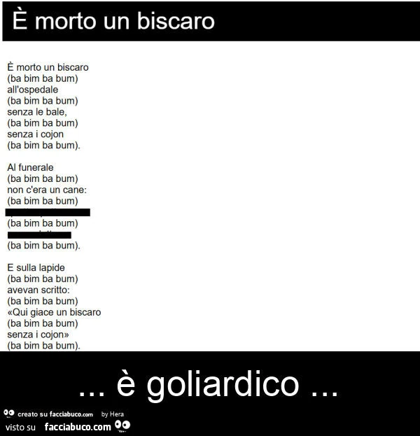 È morto un biscaro