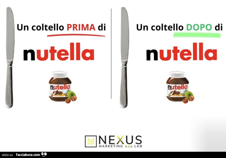 Un coltello prima di nutella. Un coltello dopo di nutella