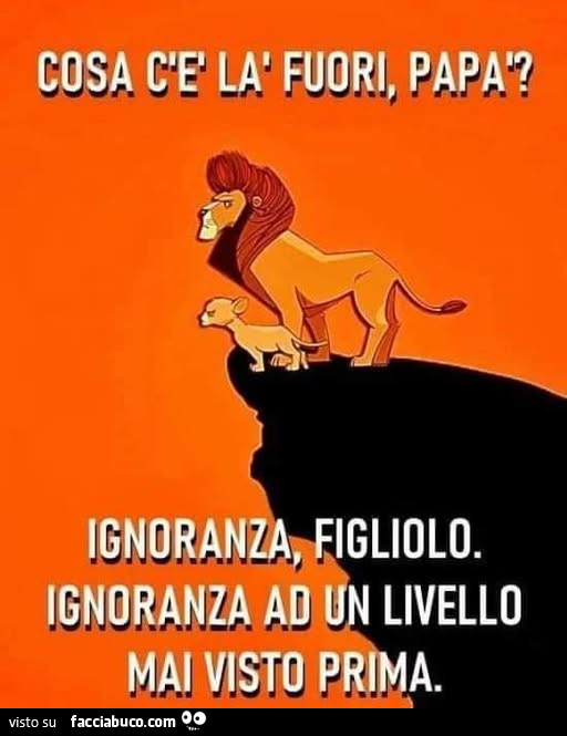 Cosa ce là fuori, papà? Ignoranza figliolo, ignoranza ad un livello mai visto prima