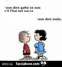 Non dire gatto se non c'è l'hai nel sacco. Non dire mulo