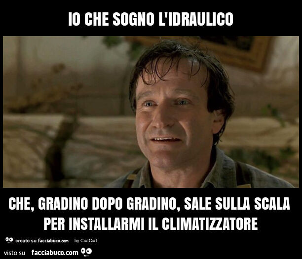 Io che sogno l'idraulico che, gradino dopo gradino, sale sulla scala per installarmi il climatizzatore