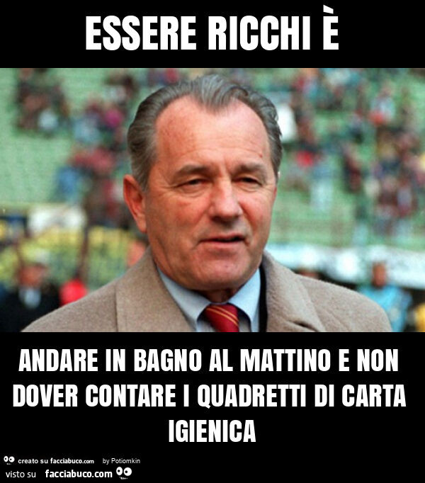 Essere ricchi è andare in bagno al mattino e non dover contare i quadretti di carta igienica