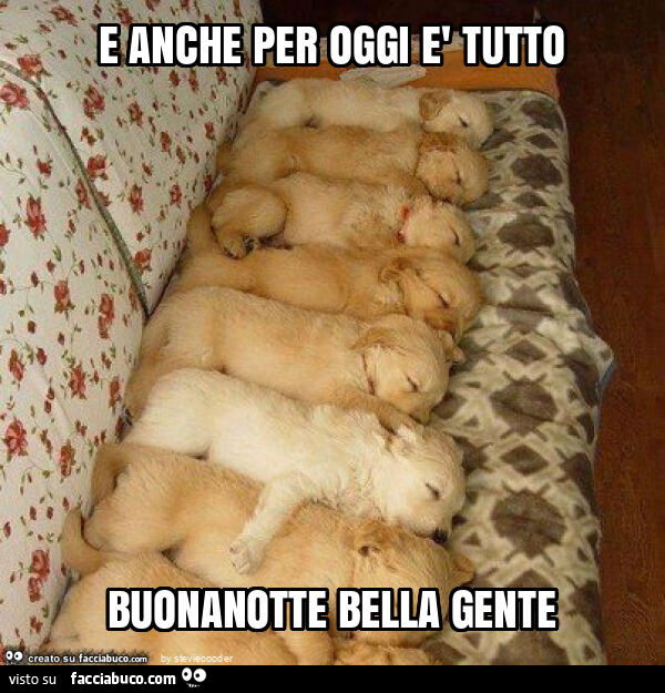 E anche per oggi è tutto buonanotte bella gente