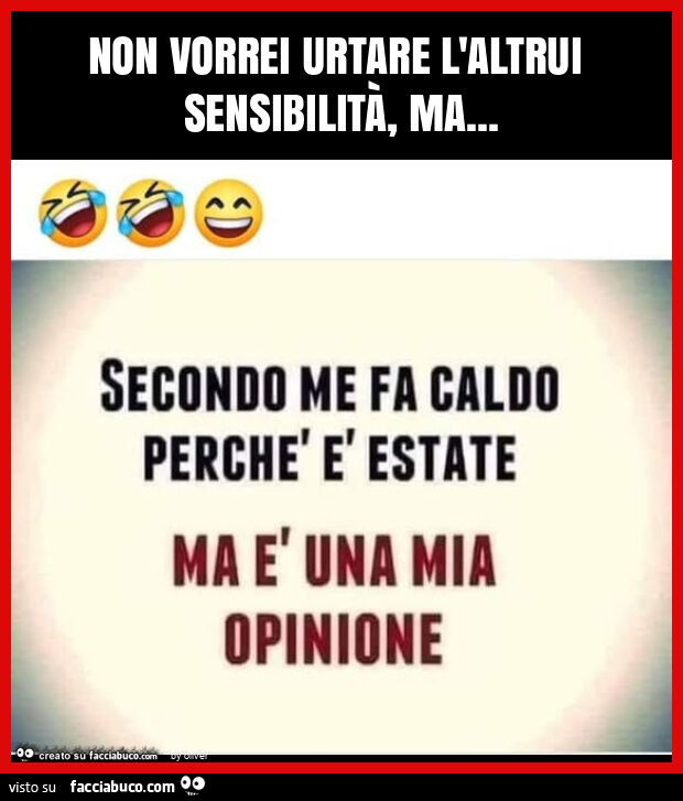 Non vorrei urtare l'altrui sensibilità, ma