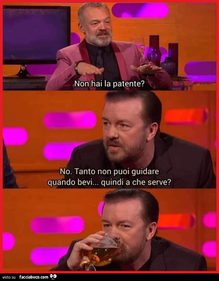 Non hai la patente? No. Tanto non puoi guidare quando bevi, quindi a che serve?