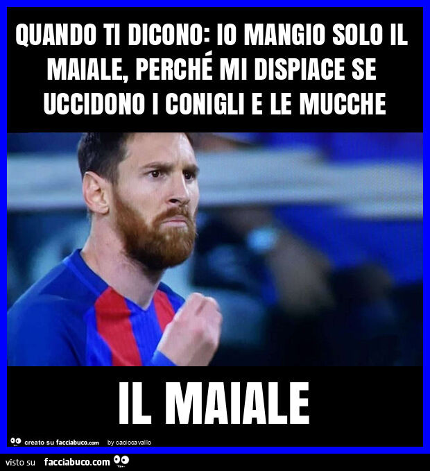 Quando ti dicono: io mangio solo il maiale, perché mi dispiace se uccidono i conigli e le mucche il maiale