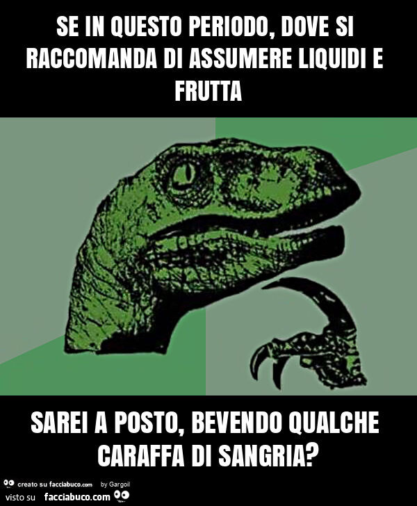 Se in questo periodo, dove si raccomanda di assumere liquidi e frutta sarei a posto, bevendo qualche caraffa di sangria?