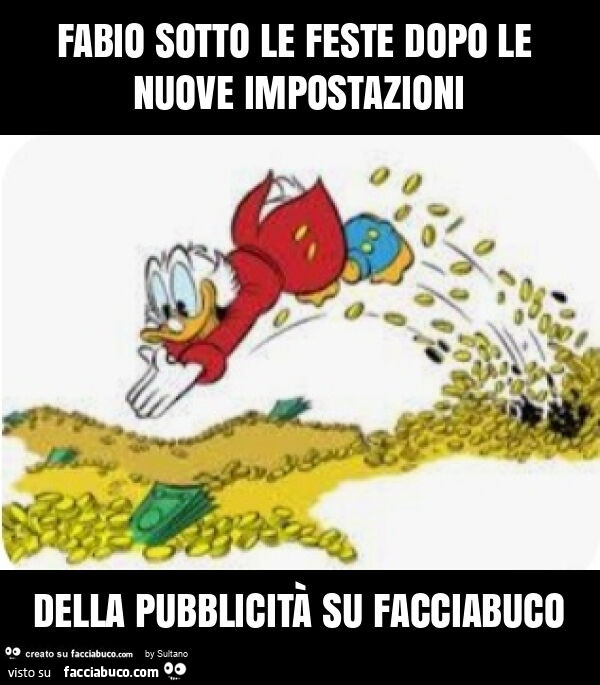 Fabio sotto le feste dopo le nuove impostazioni della pubblicità su facciabuco