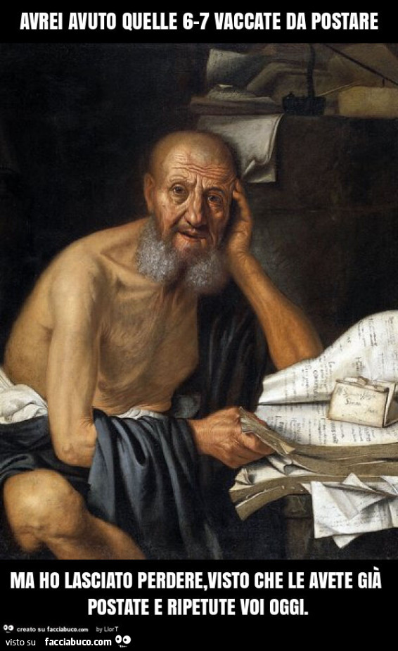 Avrei avuto quelle 6-7 vaccate da postare ma ho lasciato perdere, visto che le avete già postate e ripetute voi oggi
