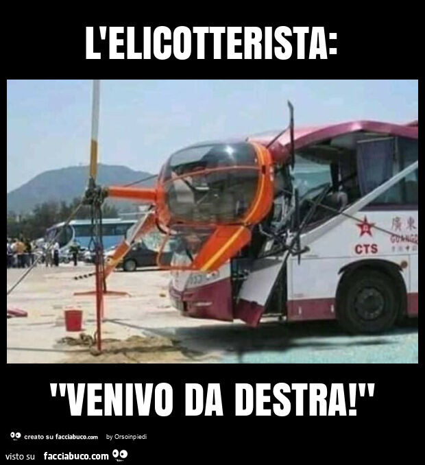 L'elicotterista: "venivo da destra! "